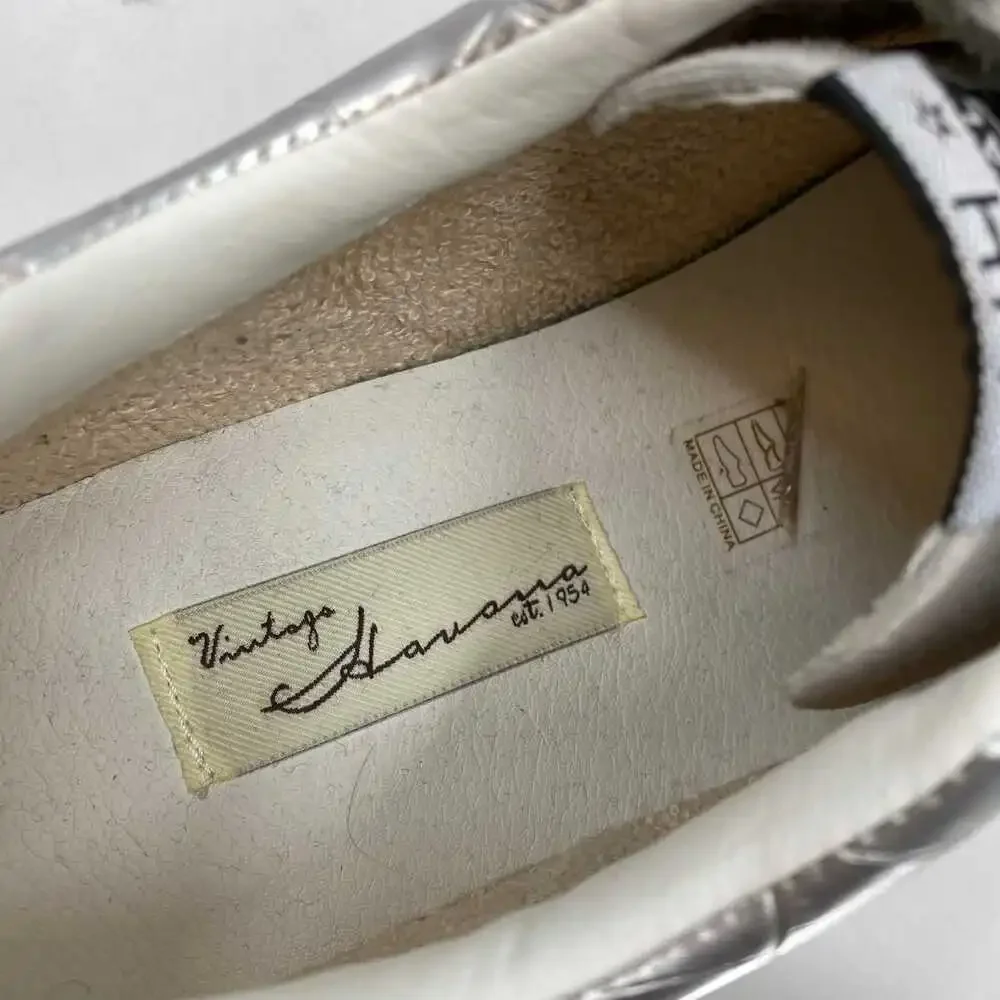 Vintage Havana White Silver Leather Sneakers | Women’s Size 8